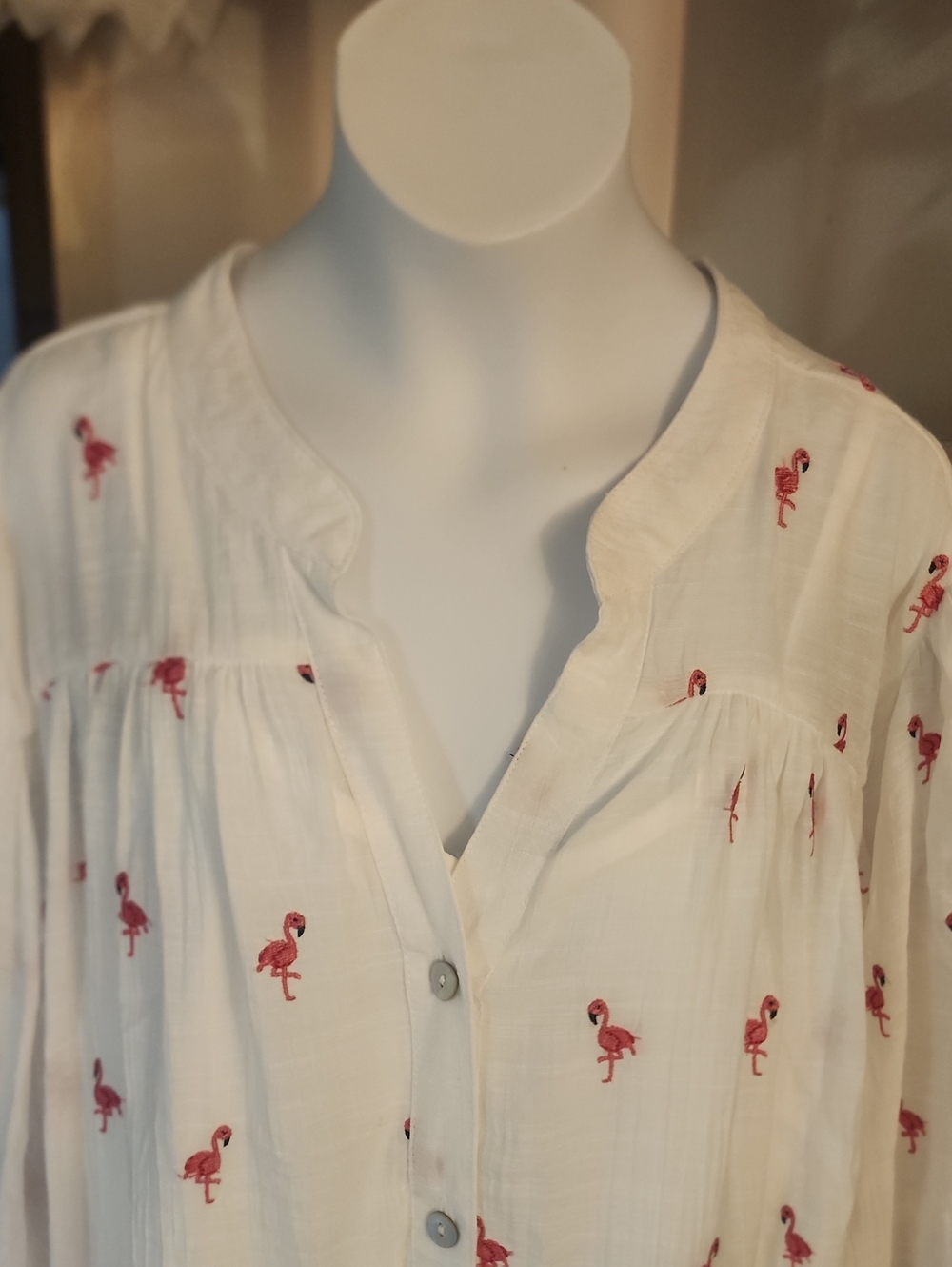 Hope Springs Brand Flamingo Embroided Blouse - Picture 3 of 8